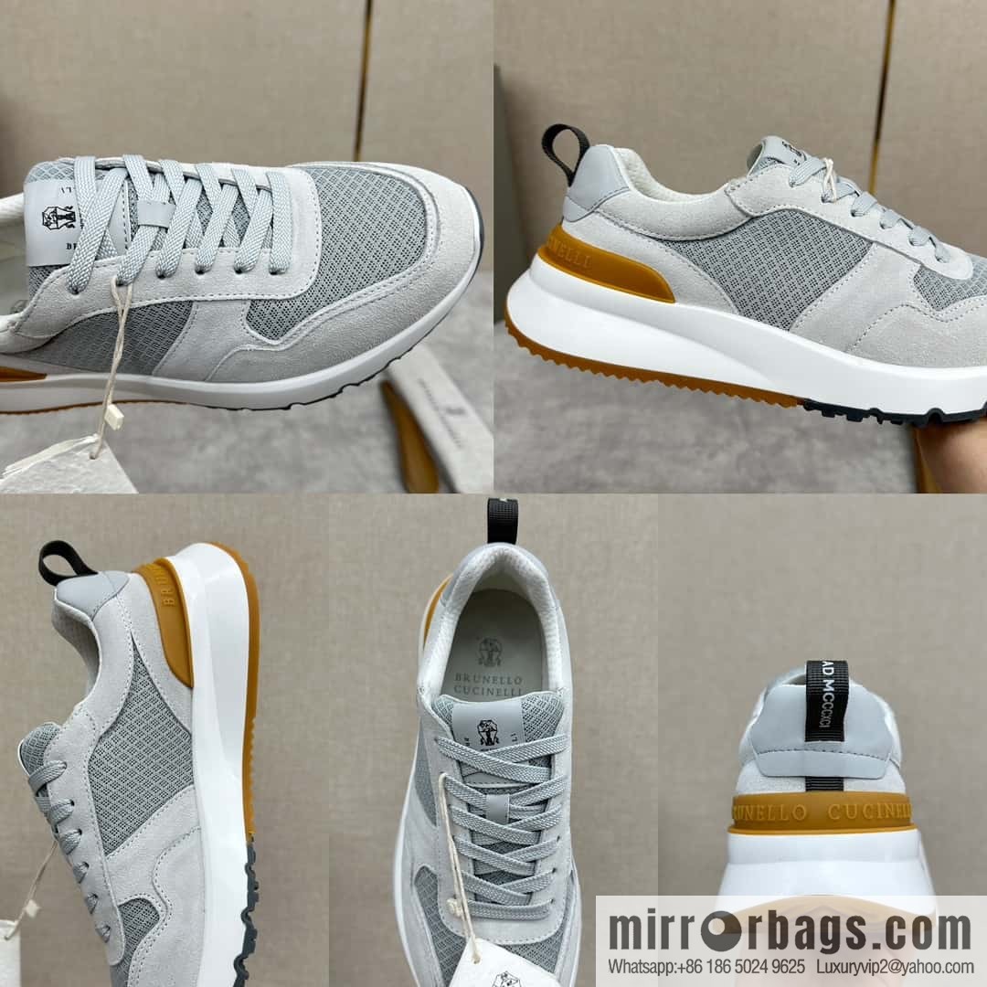 💋💍BC New Brunello Cucinell * Anti-Leather Splicing Low-Top Sneakers