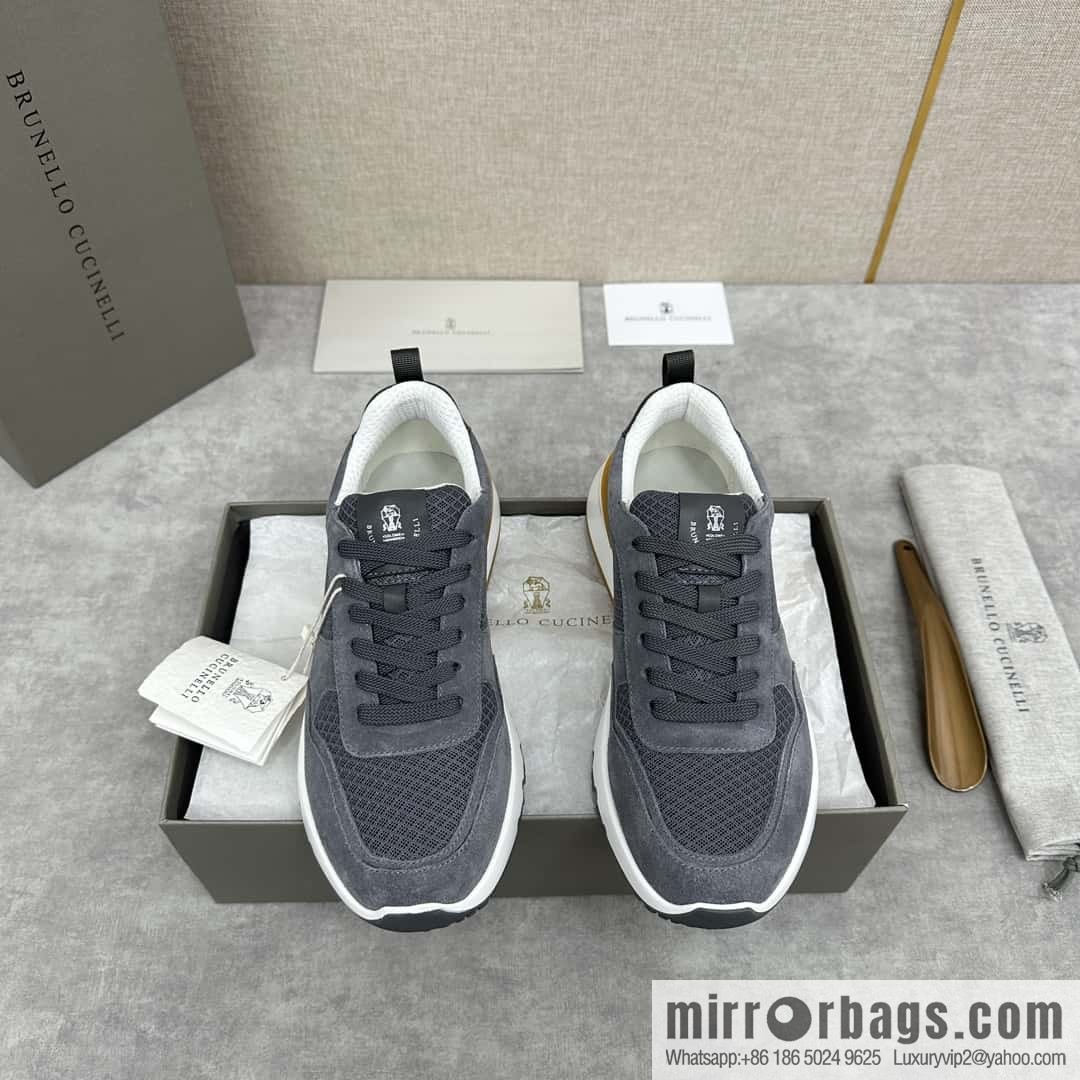 💋💍BC New Brunello Cucinell * Anti-Leather Splicing Low-Top Sneakers