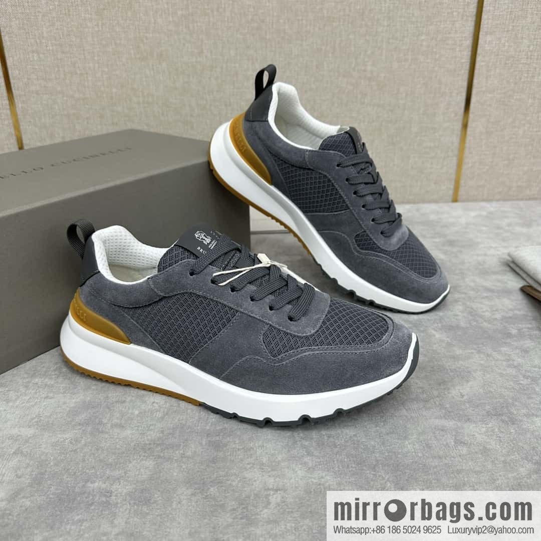 💋💍BC New Brunello Cucinell * Anti-Leather Splicing Low-Top Sneakers