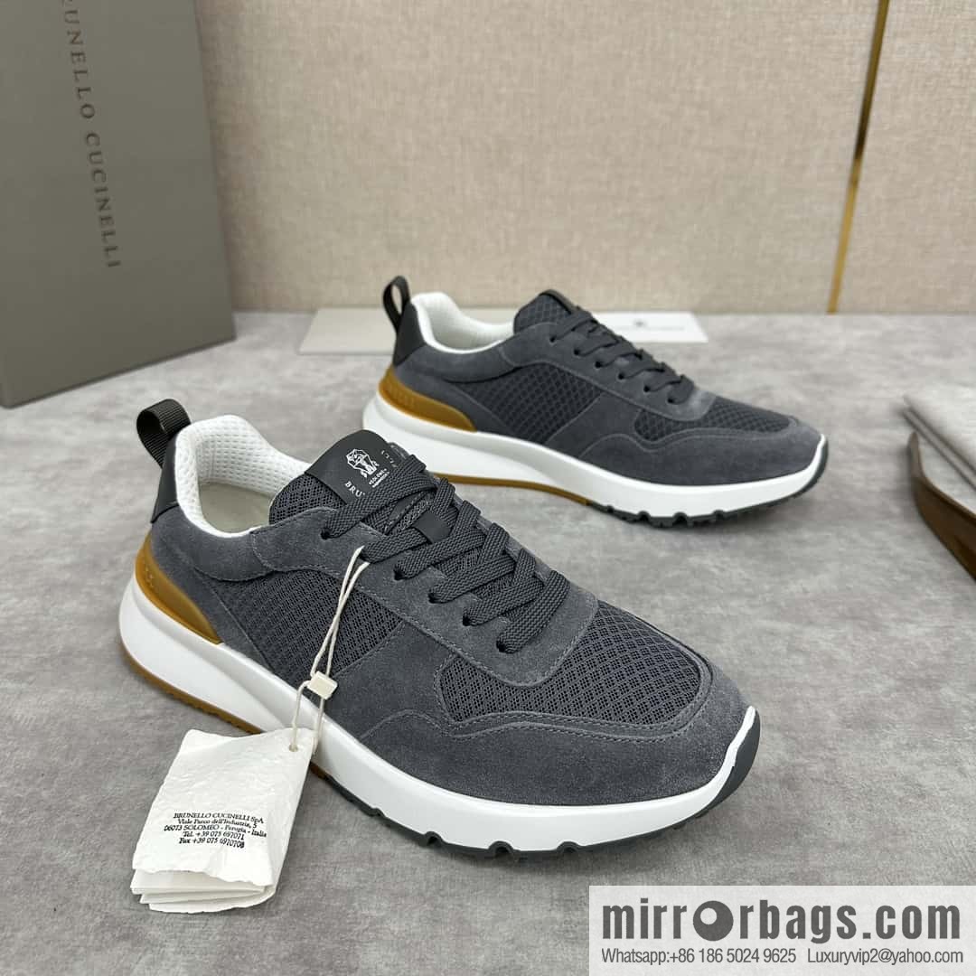 💋💍BC New Brunello Cucinell * Anti-Leather Splicing Low-Top Sneakers