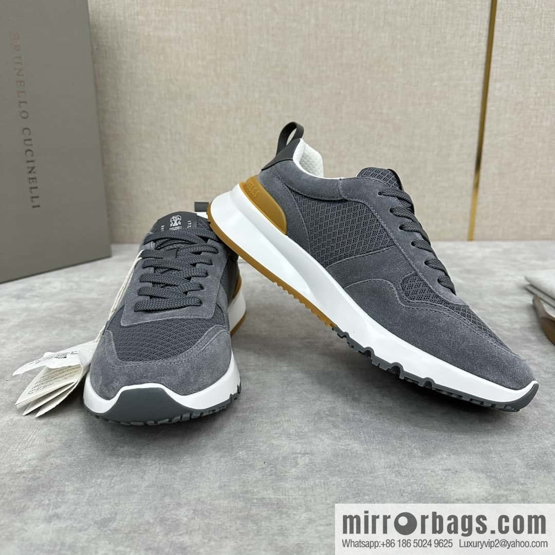 💋💍BC New Brunello Cucinell * Anti-Leather Splicing Low-Top Sneakers
