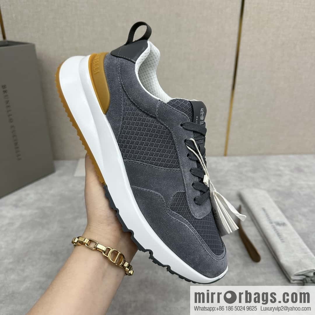 💋💍BC New Brunello Cucinell * Anti-Leather Splicing Low-Top Sneakers
