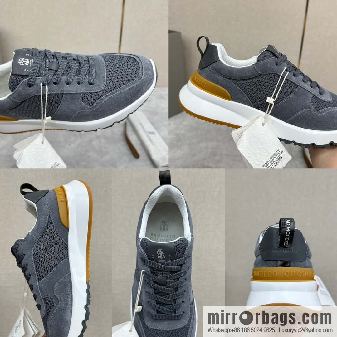 💋💍BC New Brunello Cucinell * Anti-Leather Splicing Low-Top Sneakers