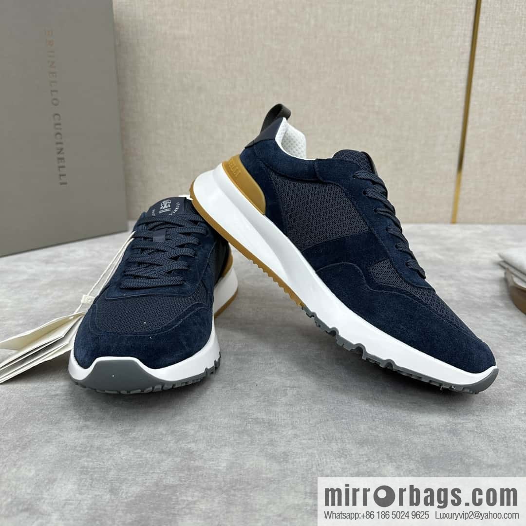 💋💍BC New Brunello Cucinell * Anti-Leather Splicing Low-Top Sneakers