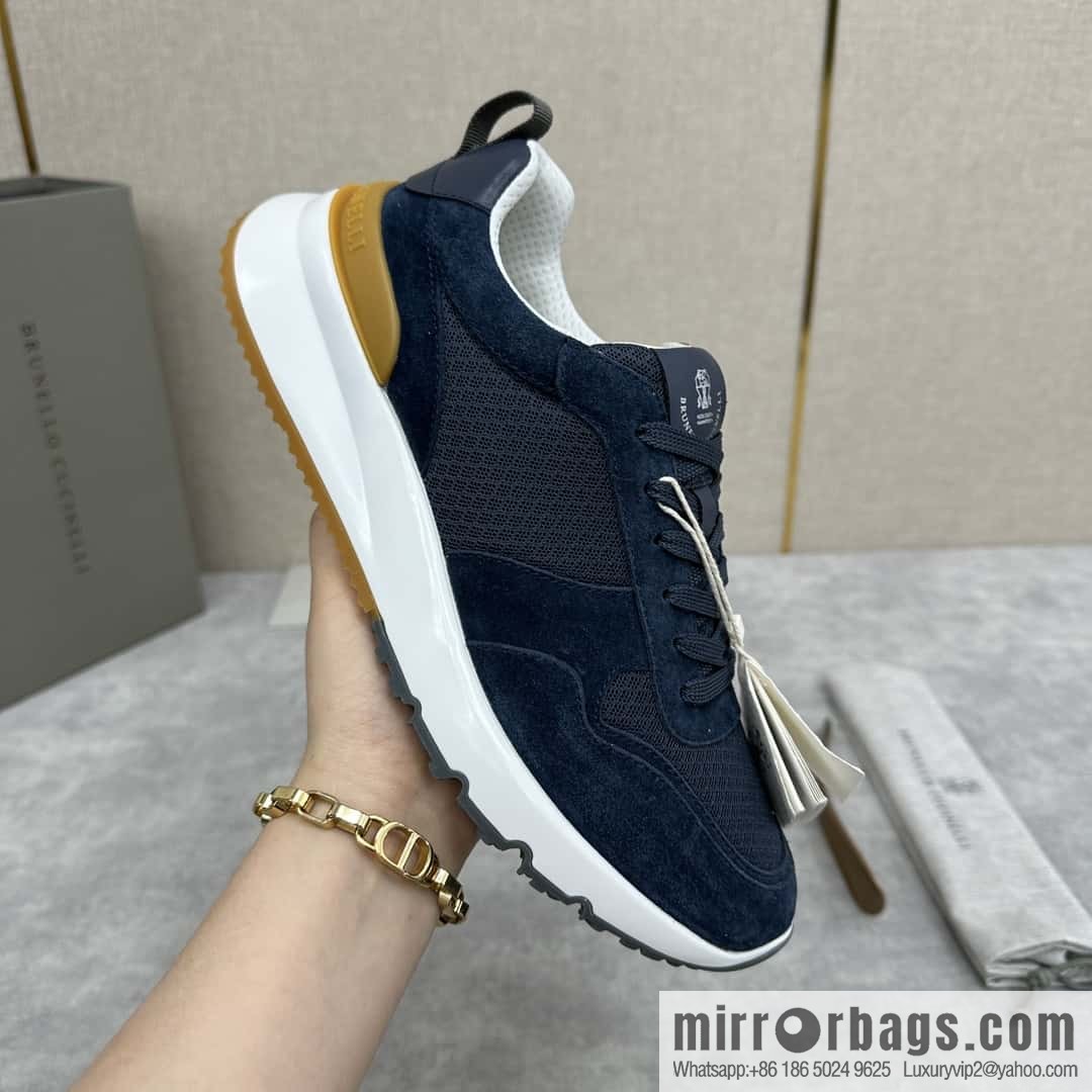 💋💍BC New Brunello Cucinell * Anti-Leather Splicing Low-Top Sneakers