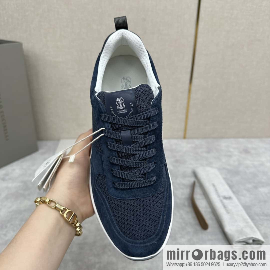 💋💍BC New Brunello Cucinell * Anti-Leather Splicing Low-Top Sneakers