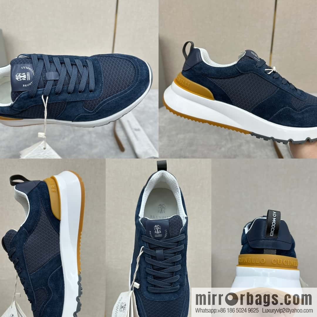 💋💍BC New Brunello Cucinell * Anti-Leather Splicing Low-Top Sneakers