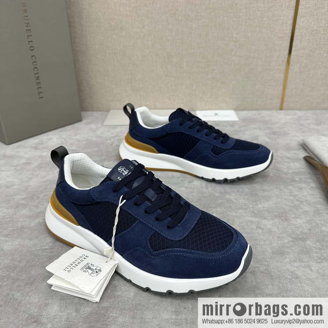 💋💍BC New Brunello Cucinell * Anti-Leather Splicing Low-Top Sneakers