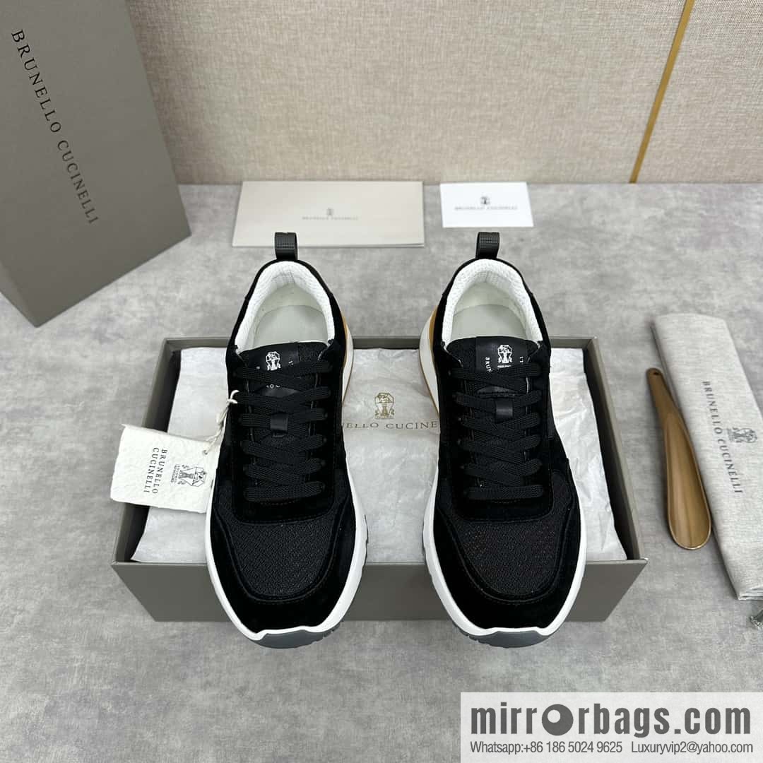 💋💍BC New Brunello Cucinell * Anti-Leather Splicing Low-Top Sneakers
