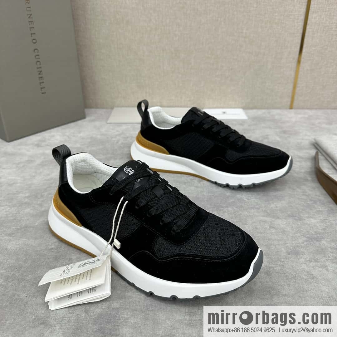💋💍BC New Brunello Cucinell * Anti-Leather Splicing Low-Top Sneakers