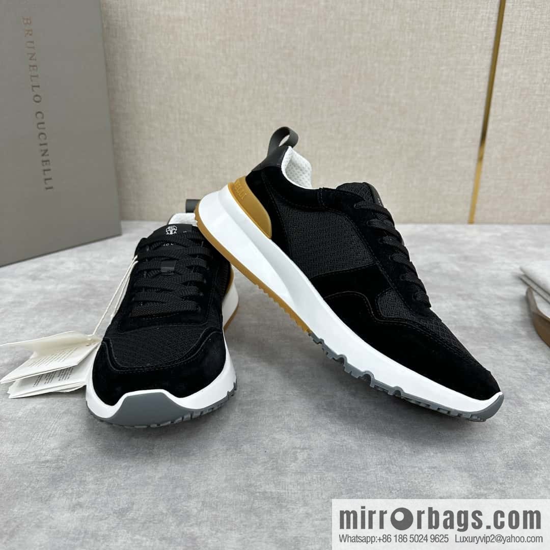 💋💍BC New Brunello Cucinell * Anti-Leather Splicing Low-Top Sneakers