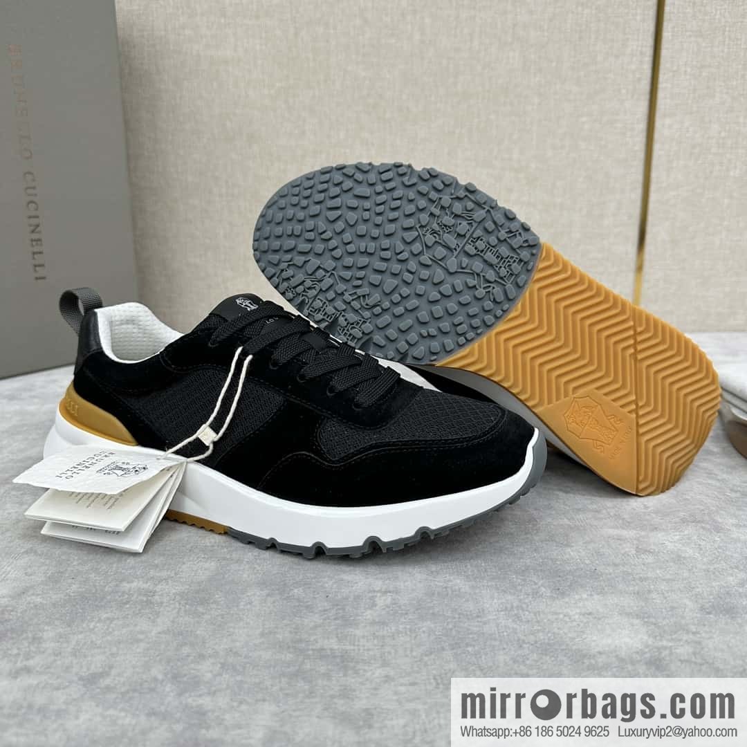 💋💍BC New Brunello Cucinell * Anti-Leather Splicing Low-Top Sneakers