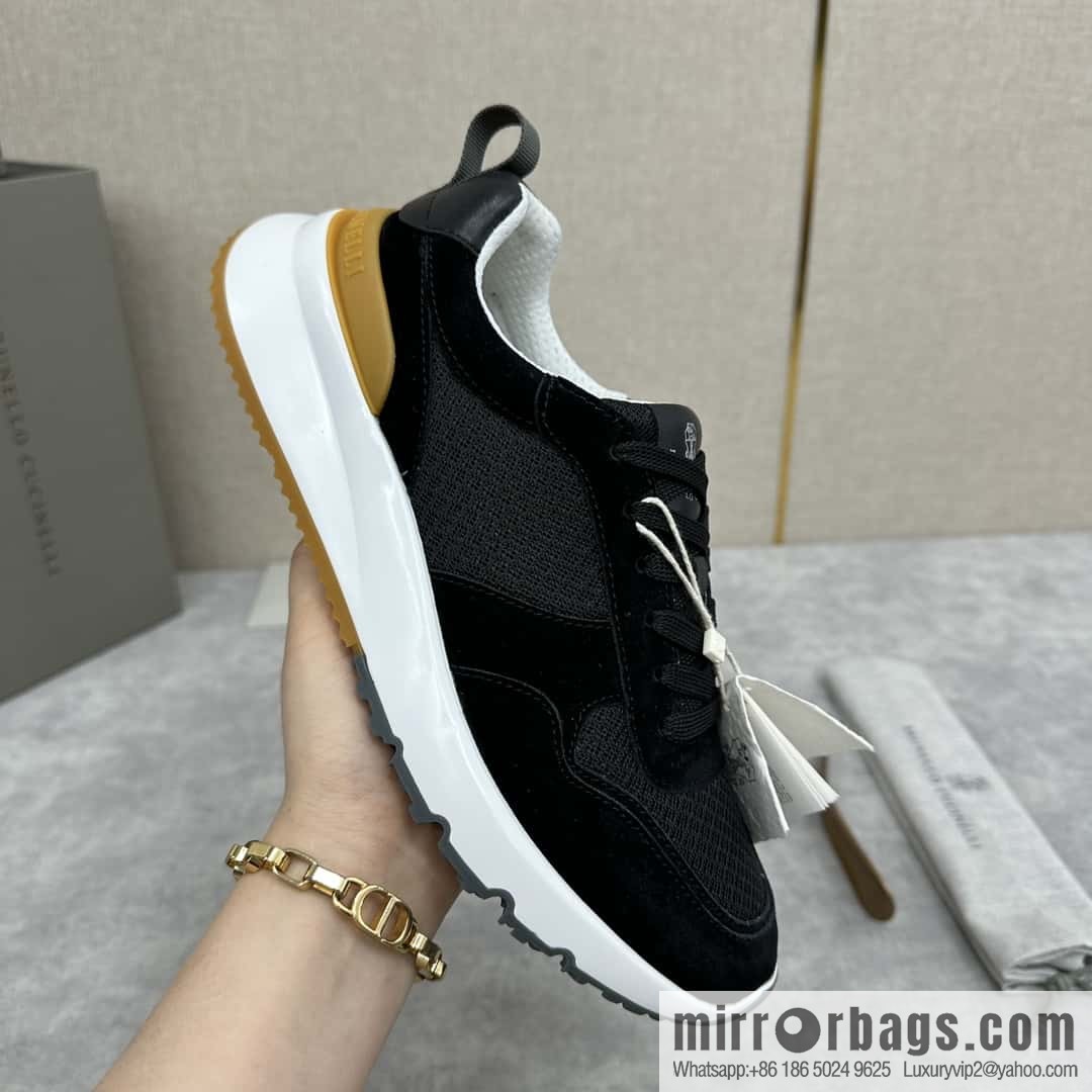 💋💍BC New Brunello Cucinell * Anti-Leather Splicing Low-Top Sneakers
