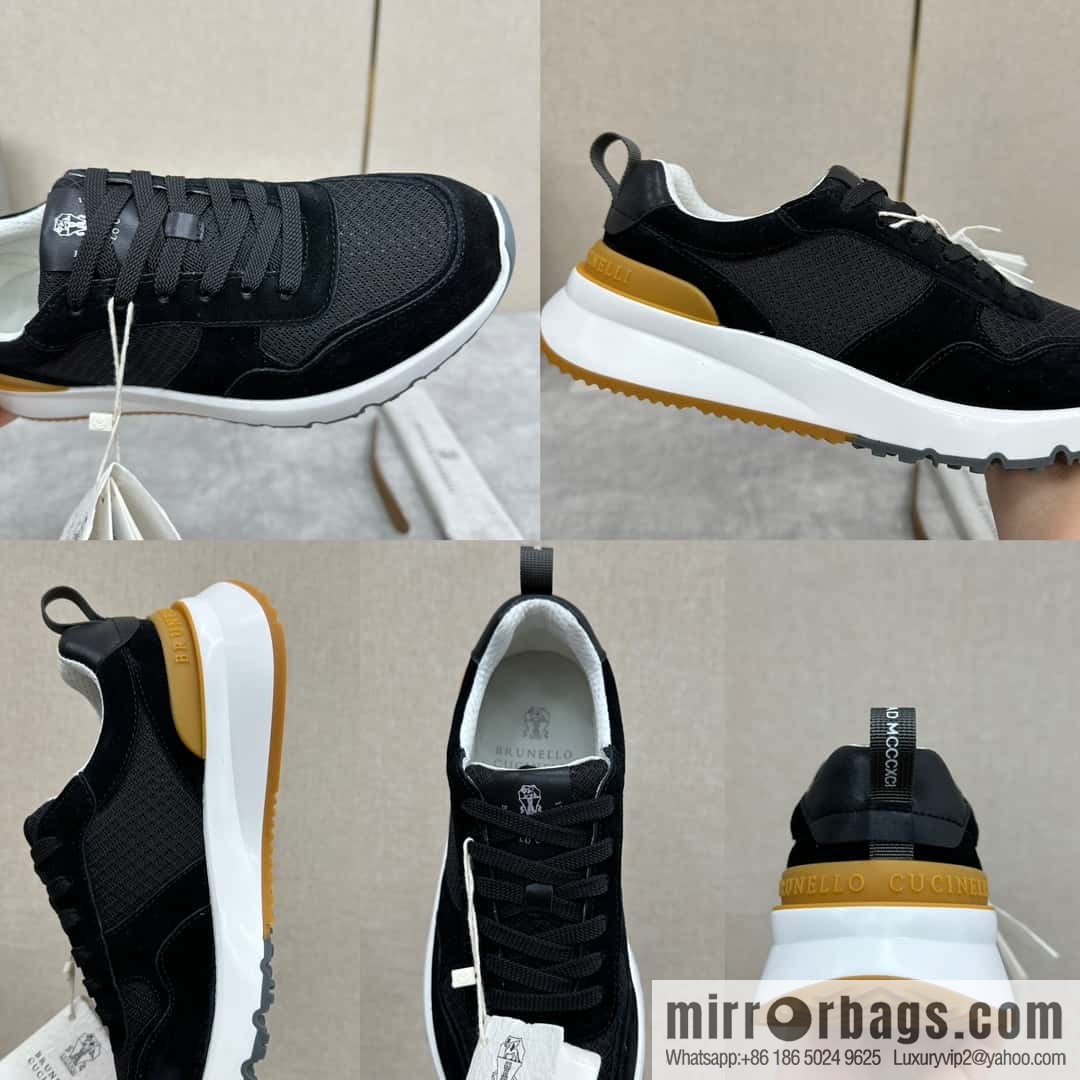 💋💍BC New Brunello Cucinell * Anti-Leather Splicing Low-Top Sneakers