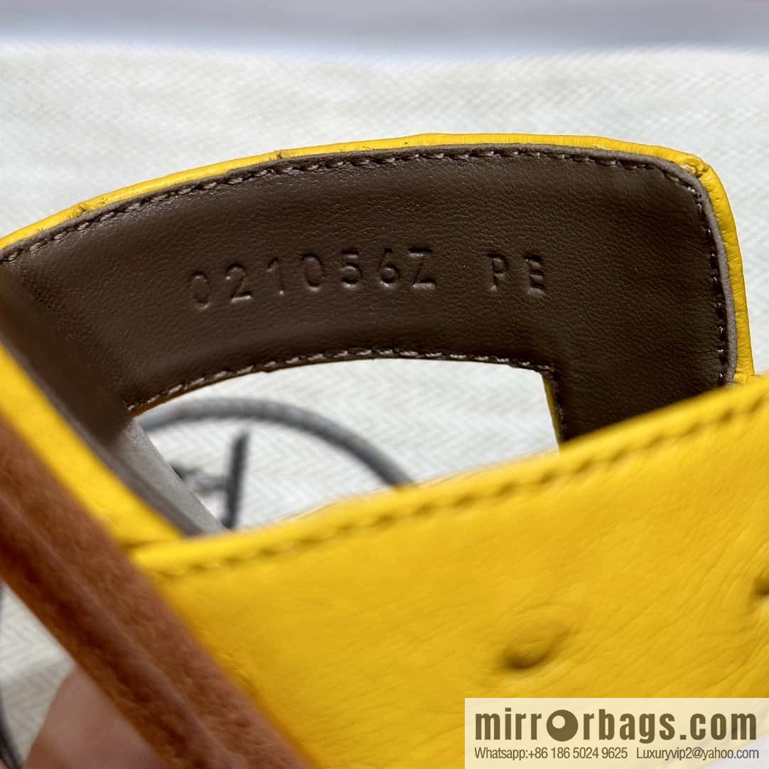 HERMES 181 Oran sandals, ostrich 🐦/Ostrich amber yellow/9D/Jauen ambre