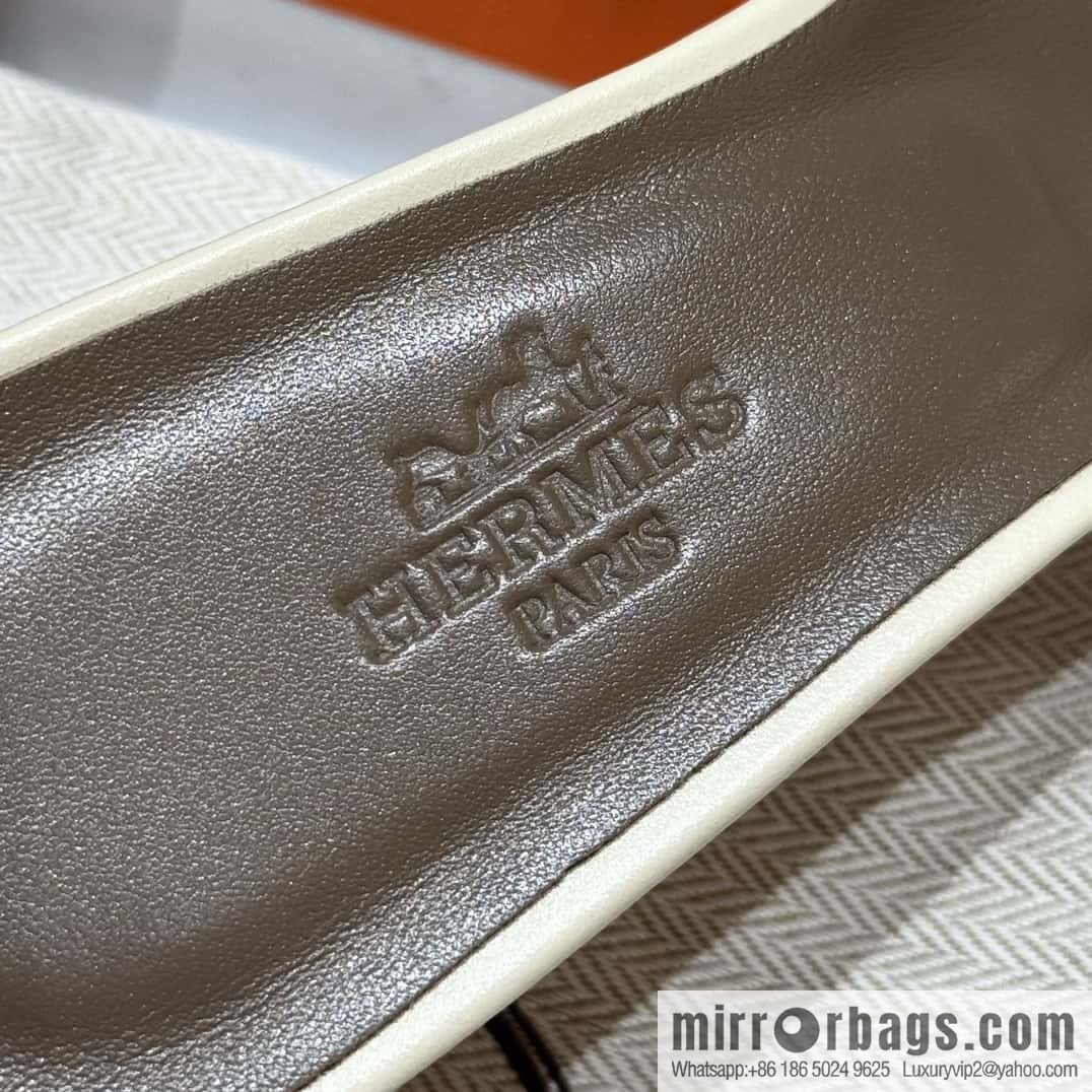 HERMES 185 Oasis high-heeled sandals, calfskin/calfskin milkshake white/ck10/Craie