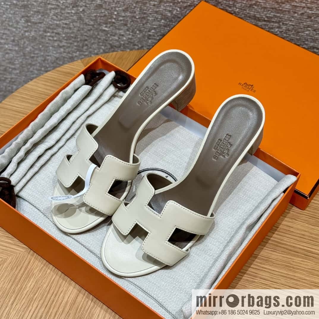HERMES 185 Oasis high-heeled sandals, calfskin/calfskin milkshake white/ck10/Craie
