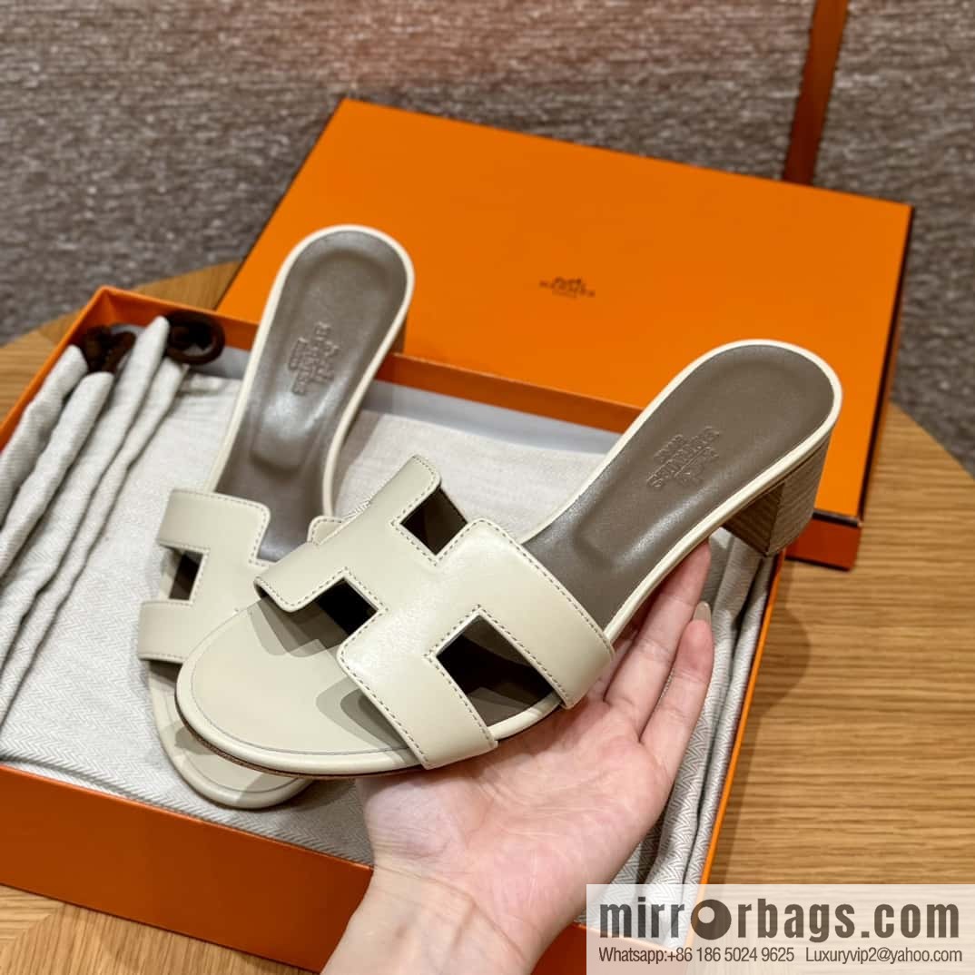 HERMES 185 Oasis high-heeled sandals, calfskin/calfskin milkshake white/ck10/Craie