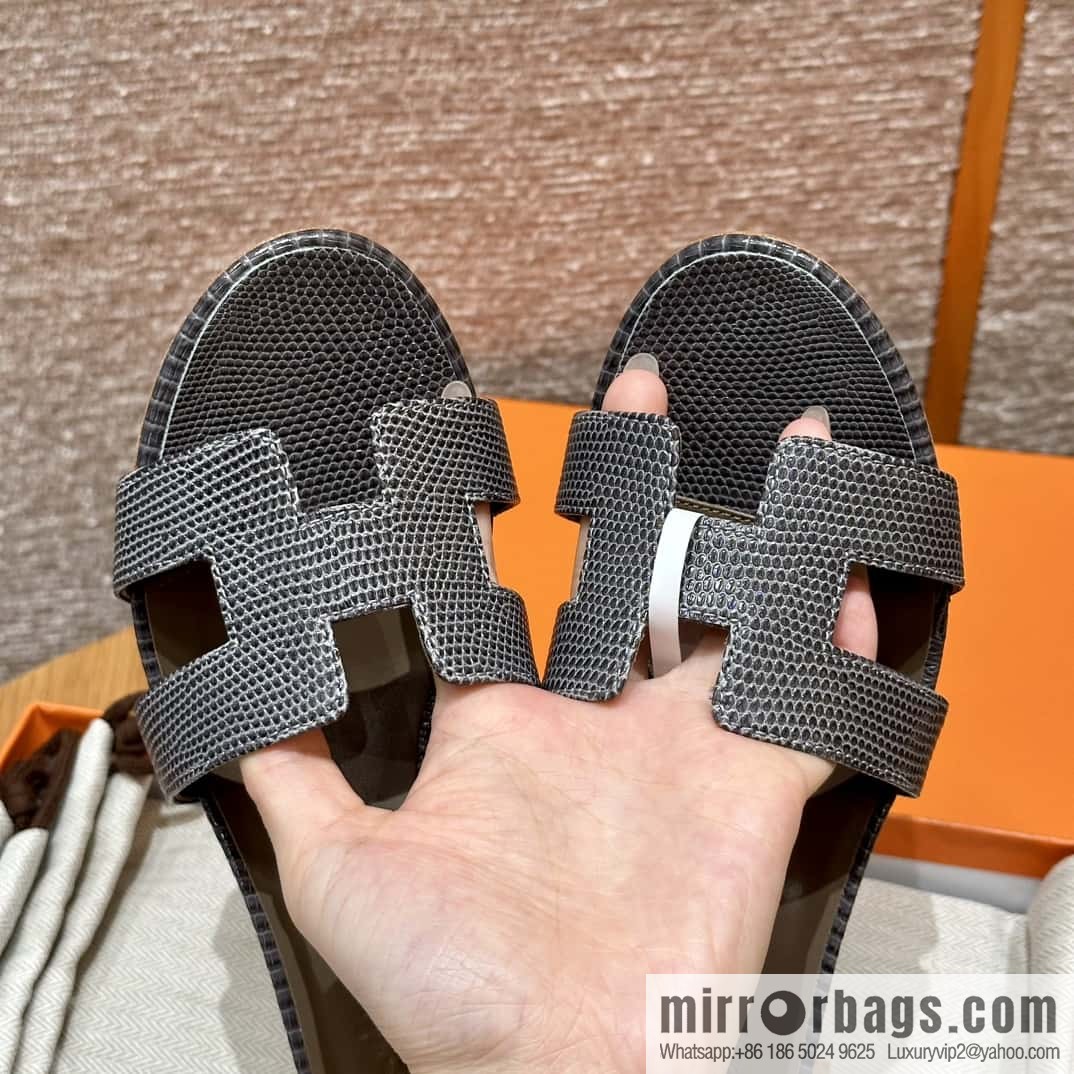 HERMES 185 Oasis High Heel Sandals, Lizard 🦎/Lizard Hemp Rope Grey/84/Gris fonce