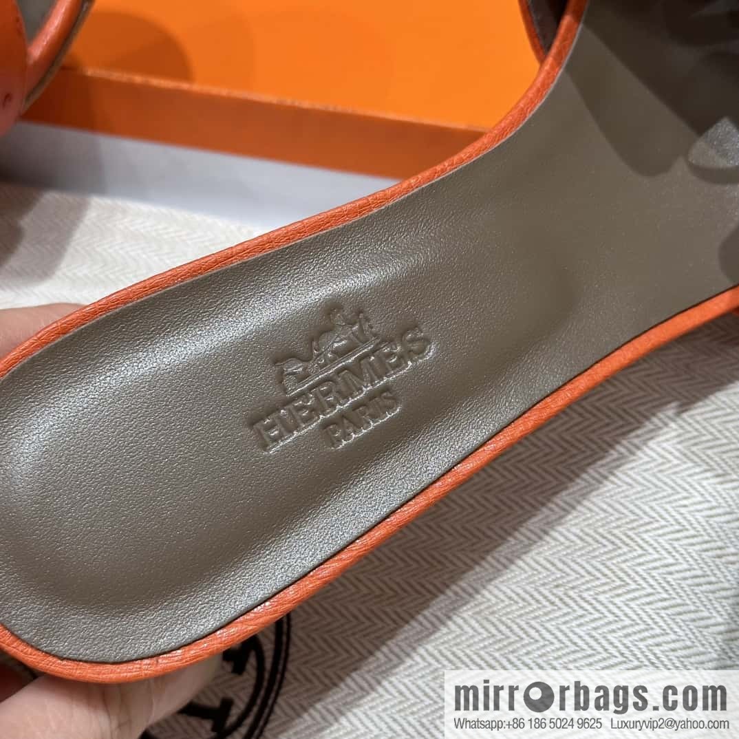 HERMES 185 Oasis High Heel Sandals, Ostrich 🐦/Ostrich Orange/93/Orange