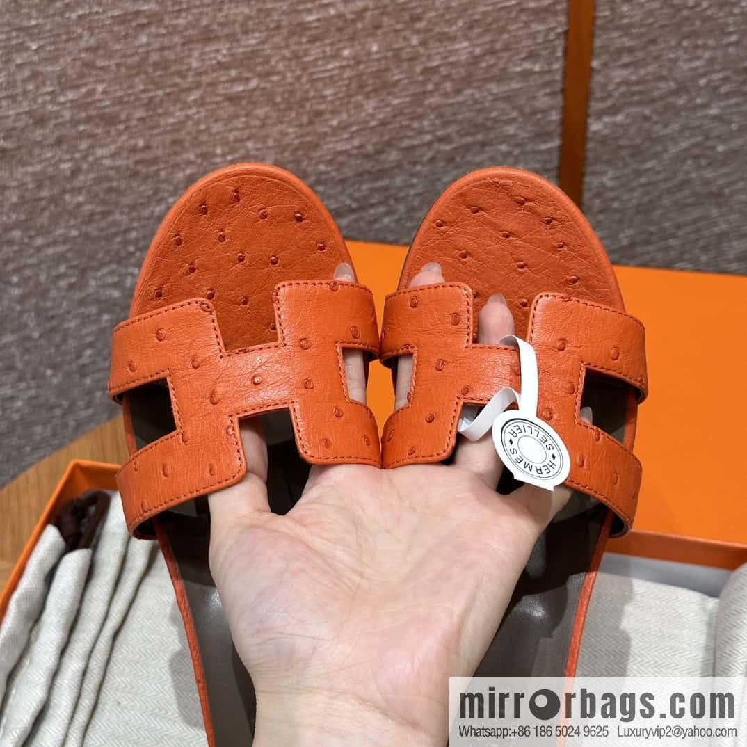 HERMES 185 Oasis High Heel Sandals, Ostrich 🐦/Ostrich Orange/93/Orange