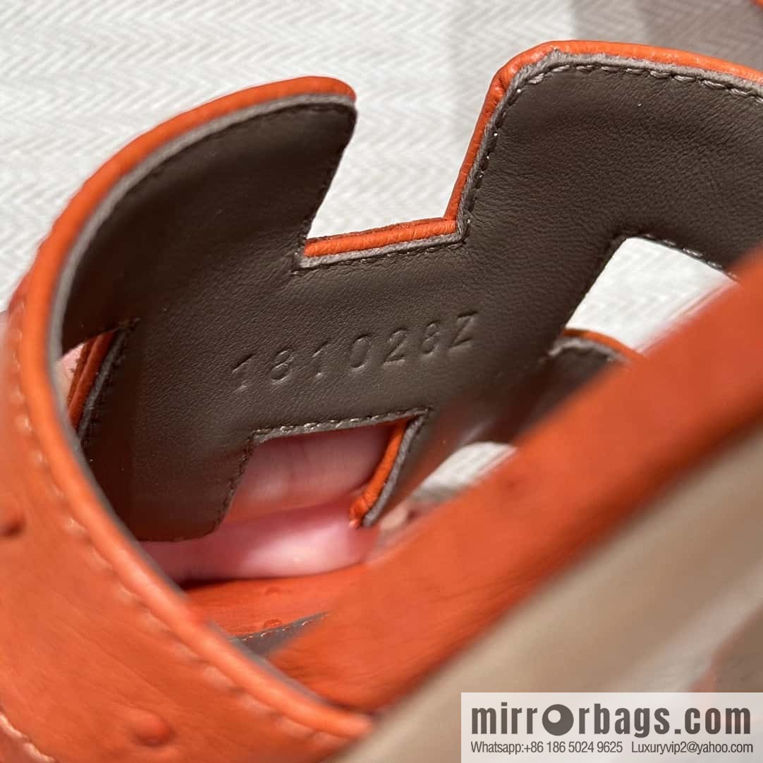 HERMES 185 Oasis High Heel Sandals, Ostrich 🐦/Ostrich Orange/93/Orange