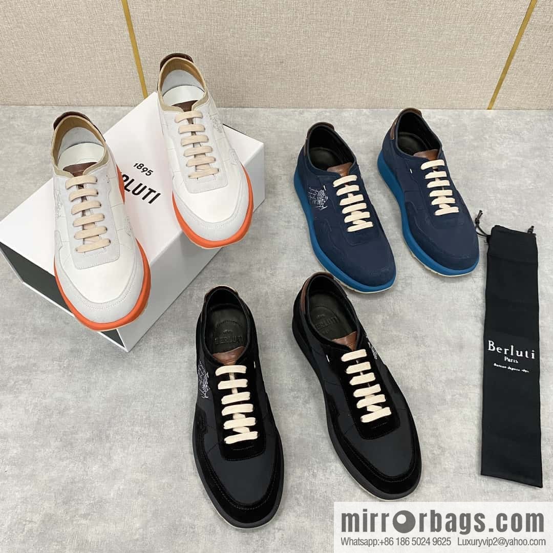 Berlut Spring/Summer New Light Track Leather & Nylon Sneakers