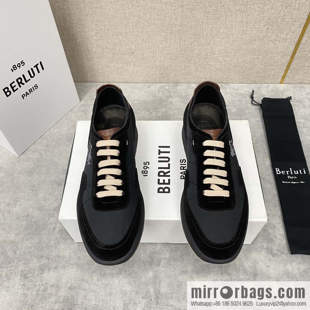 Berlut Spring/Summer New Light Track Leather & Nylon Sneakers