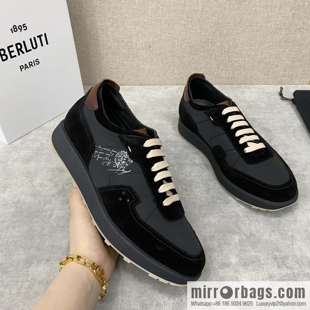 Berlut Spring/Summer New Light Track Leather & Nylon Sneakers