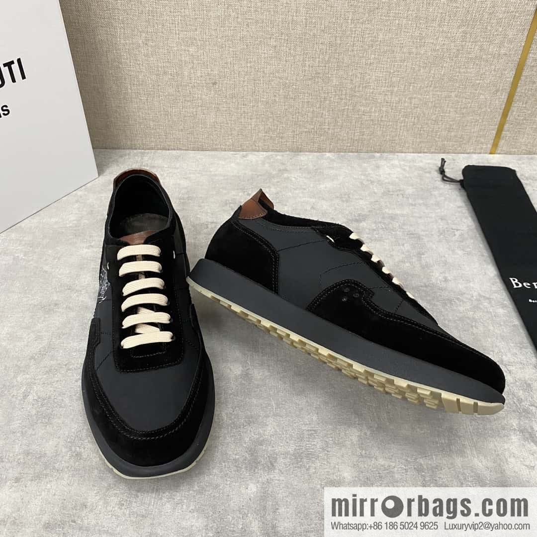 Berlut Spring/Summer New Light Track Leather & Nylon Sneakers