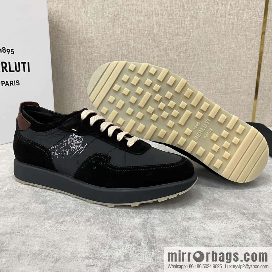 Berlut Spring/Summer New Light Track Leather & Nylon Sneakers