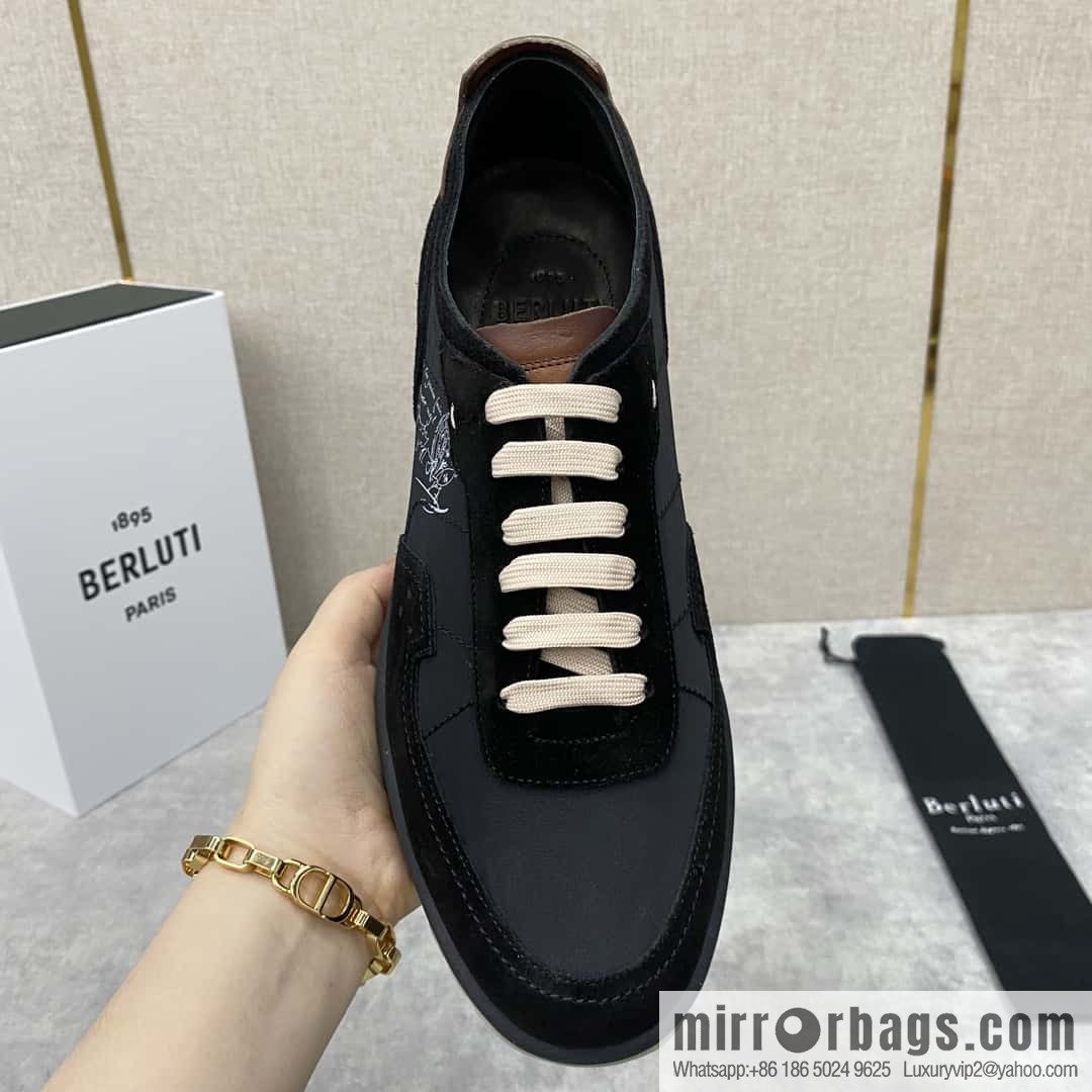 Berlut Spring/Summer New Light Track Leather & Nylon Sneakers
