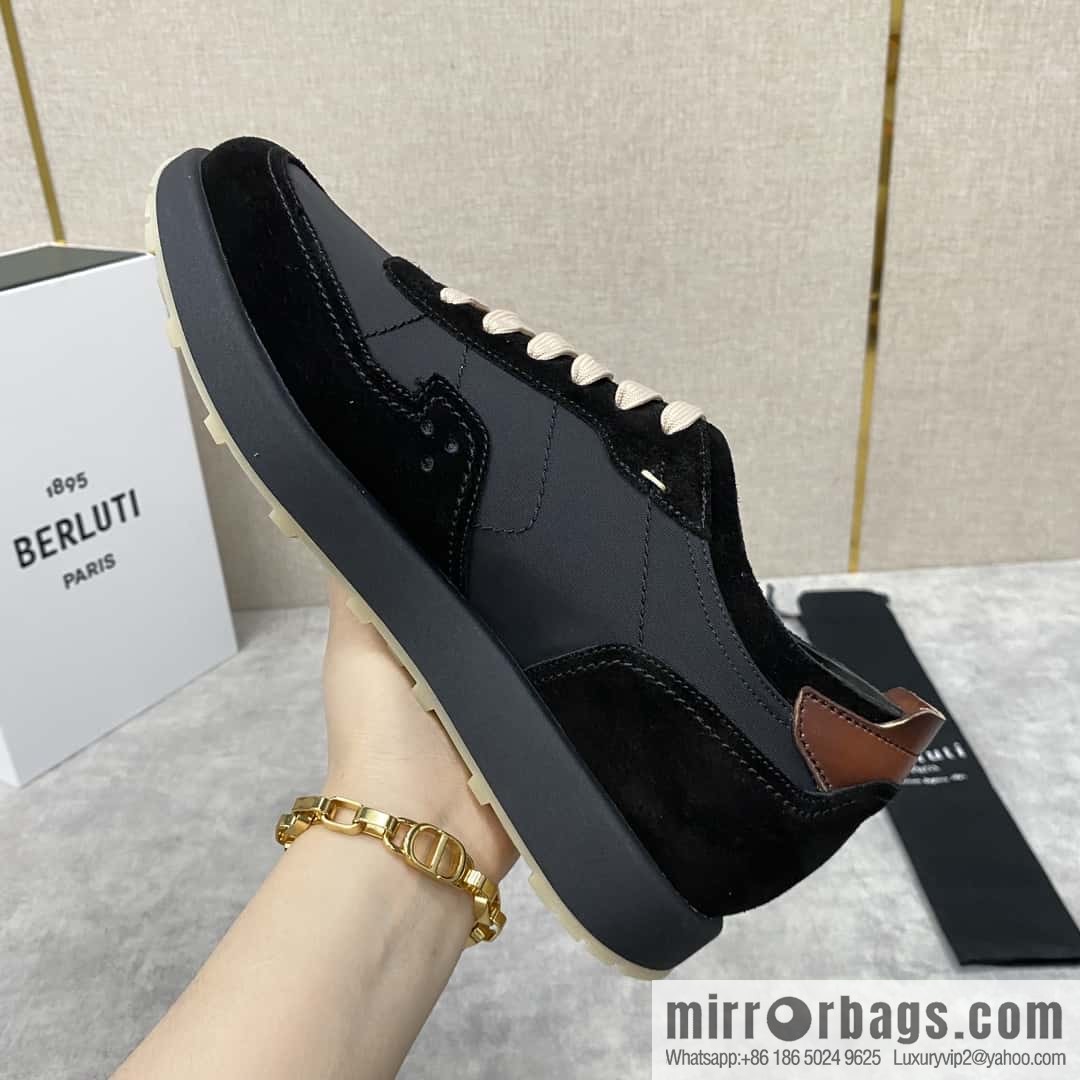 Berlut Spring/Summer New Light Track Leather & Nylon Sneakers