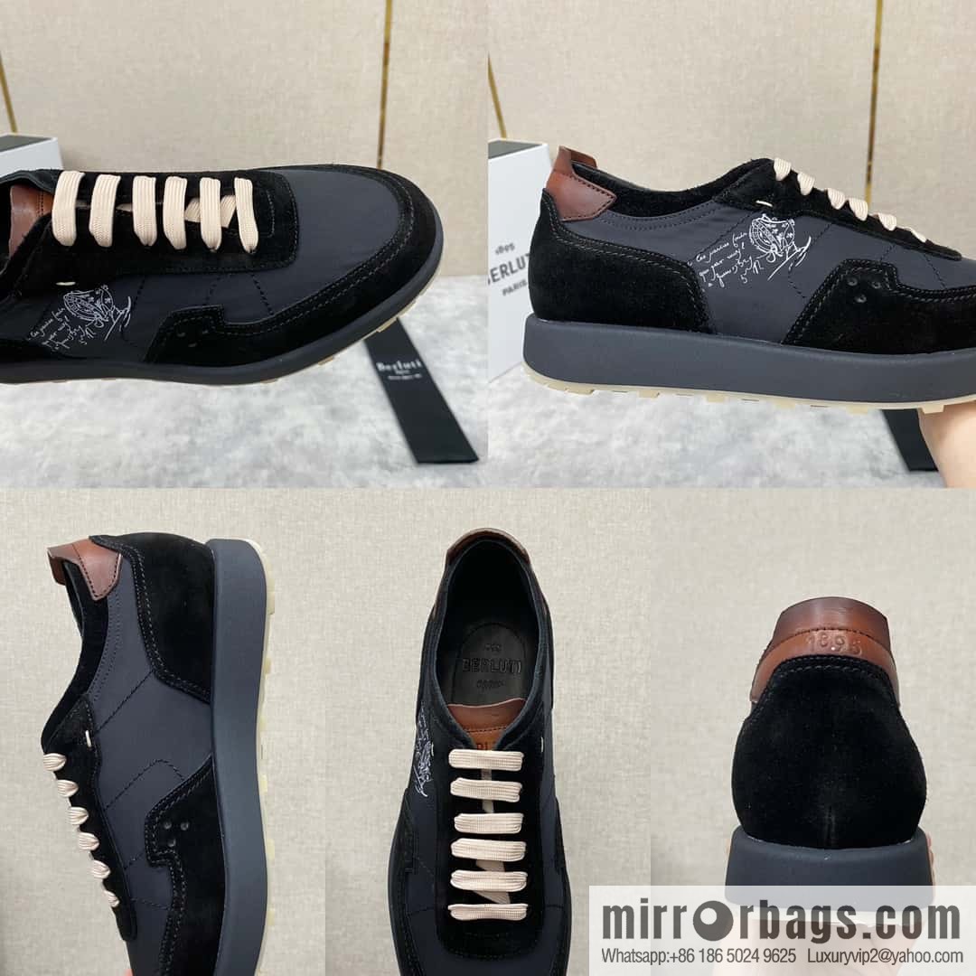Berlut Spring/Summer New Light Track Leather & Nylon Sneakers