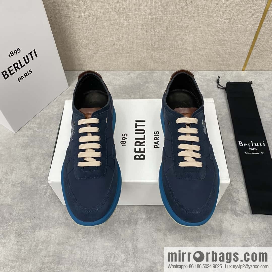 Berlut Spring/Summer New Light Track Leather & Nylon Sneakers