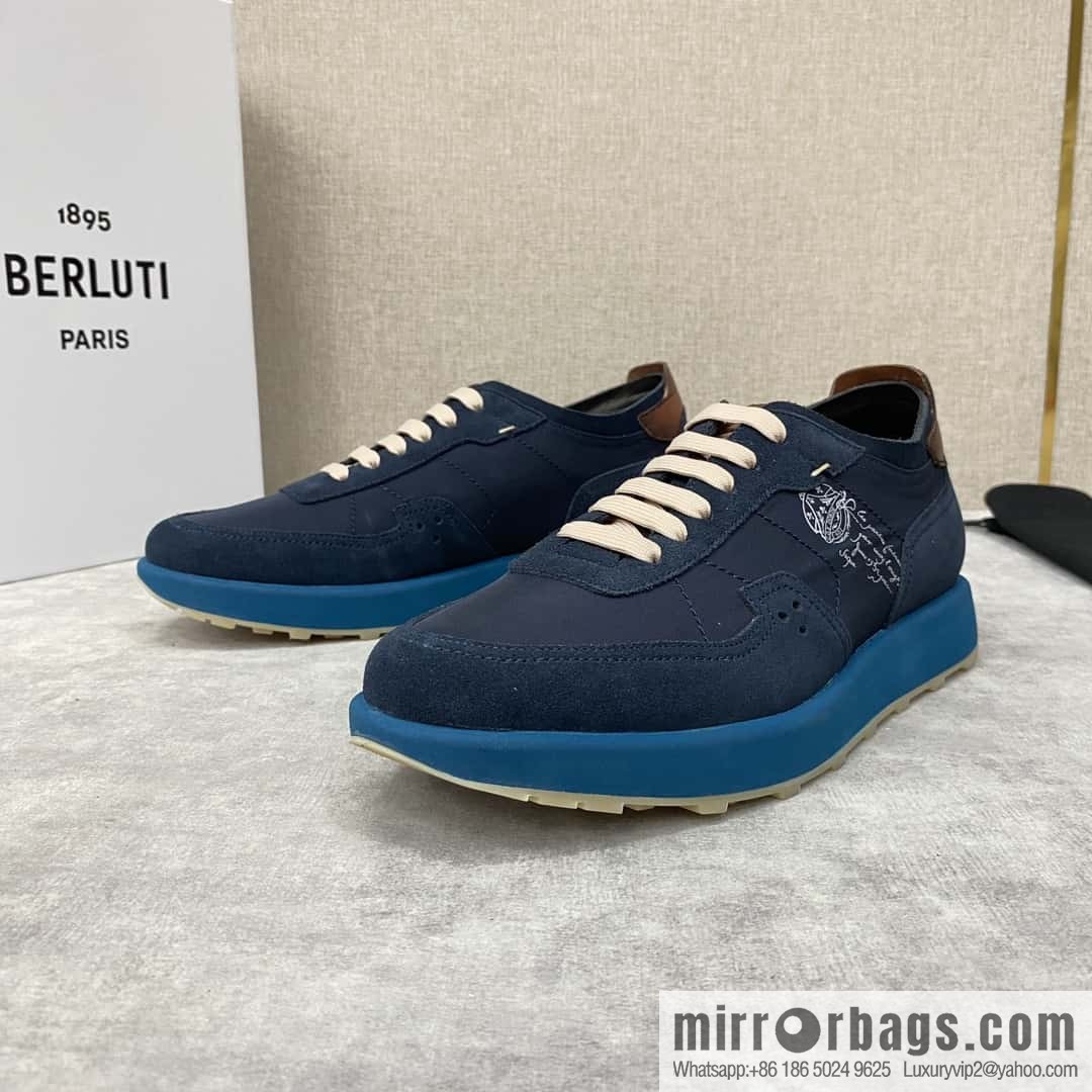 Berlut Spring/Summer New Light Track Leather & Nylon Sneakers
