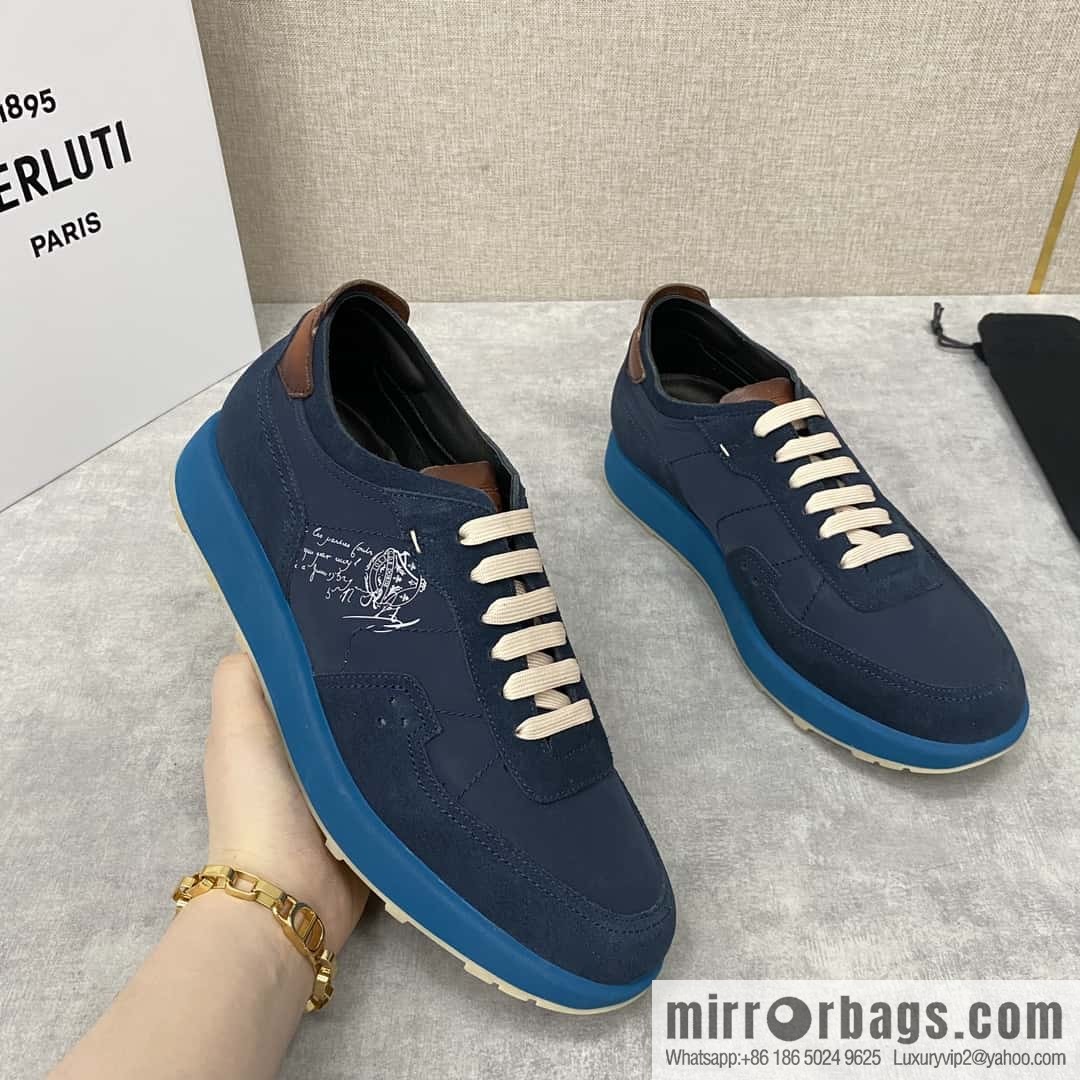 Berlut Spring/Summer New Light Track Leather & Nylon Sneakers