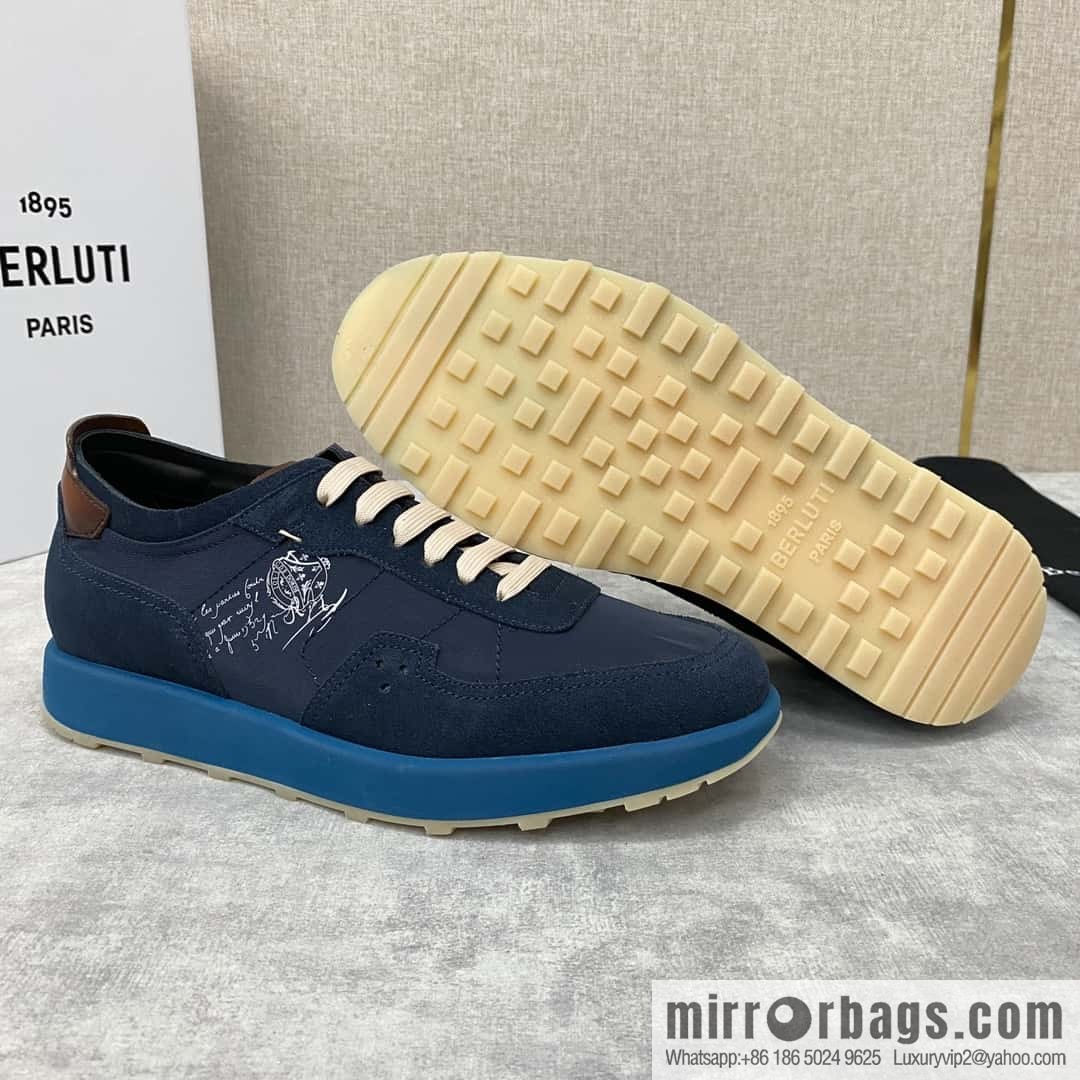 Berlut Spring/Summer New Light Track Leather & Nylon Sneakers