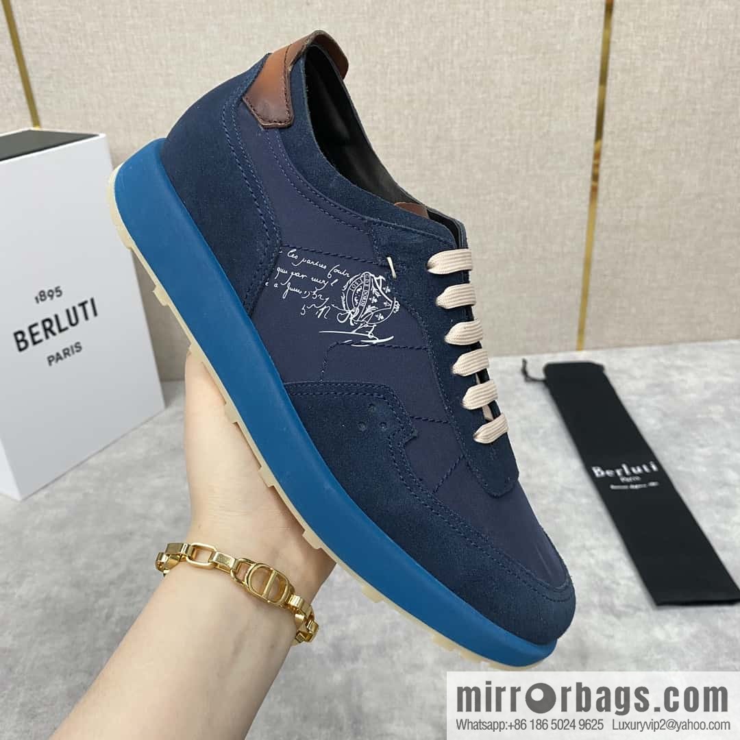 Berlut Spring/Summer New Light Track Leather & Nylon Sneakers