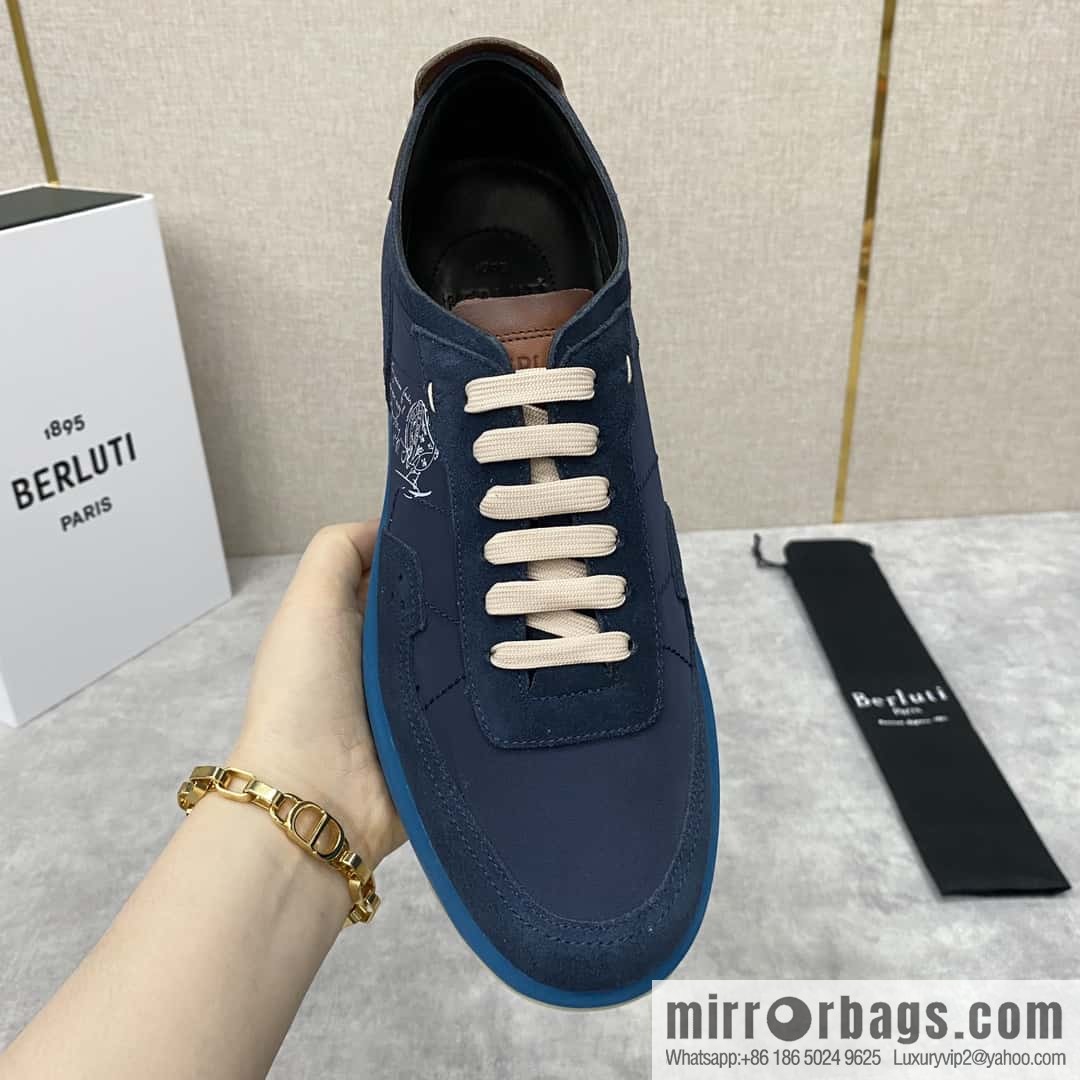 Berlut Spring/Summer New Light Track Leather & Nylon Sneakers