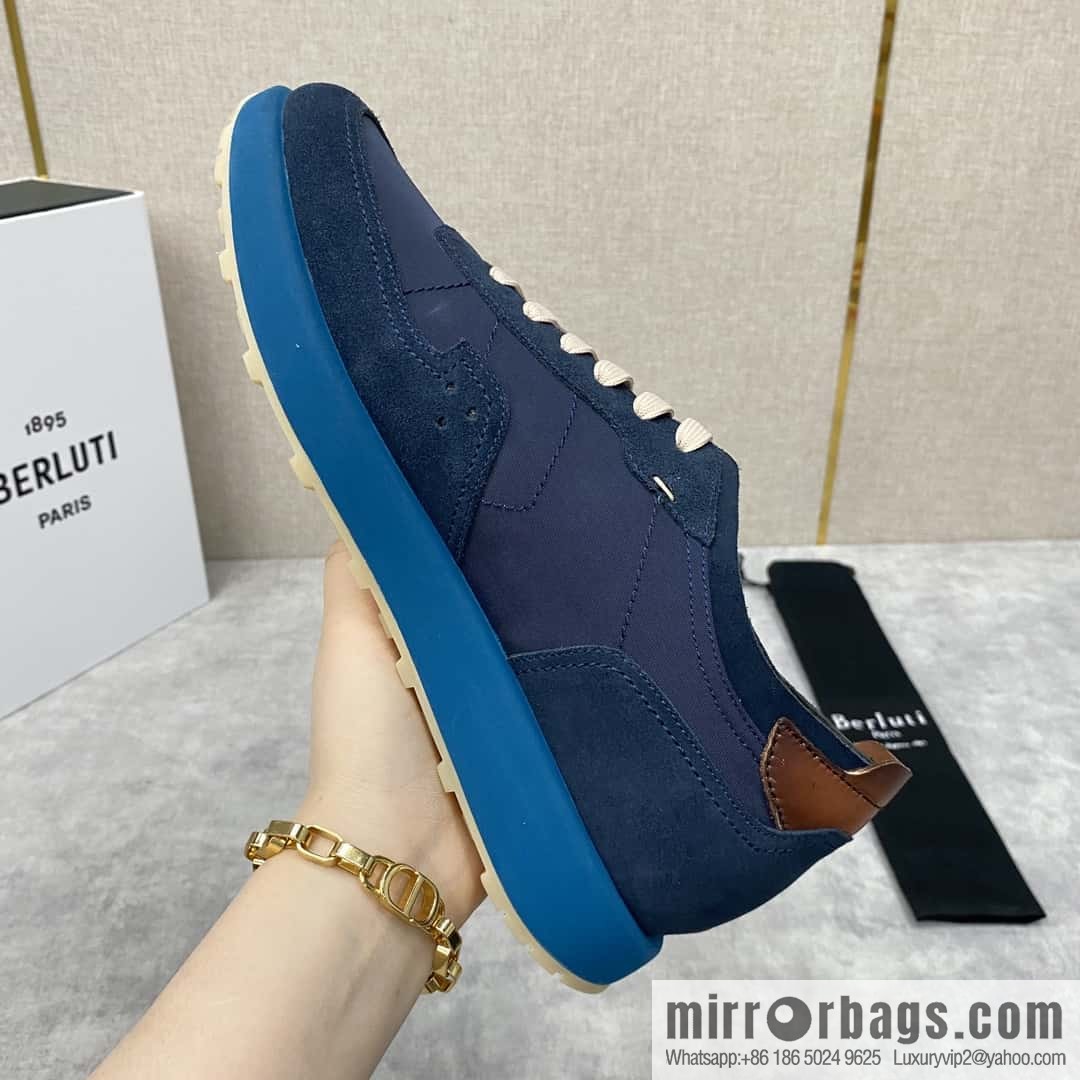 Berlut Spring/Summer New Light Track Leather & Nylon Sneakers