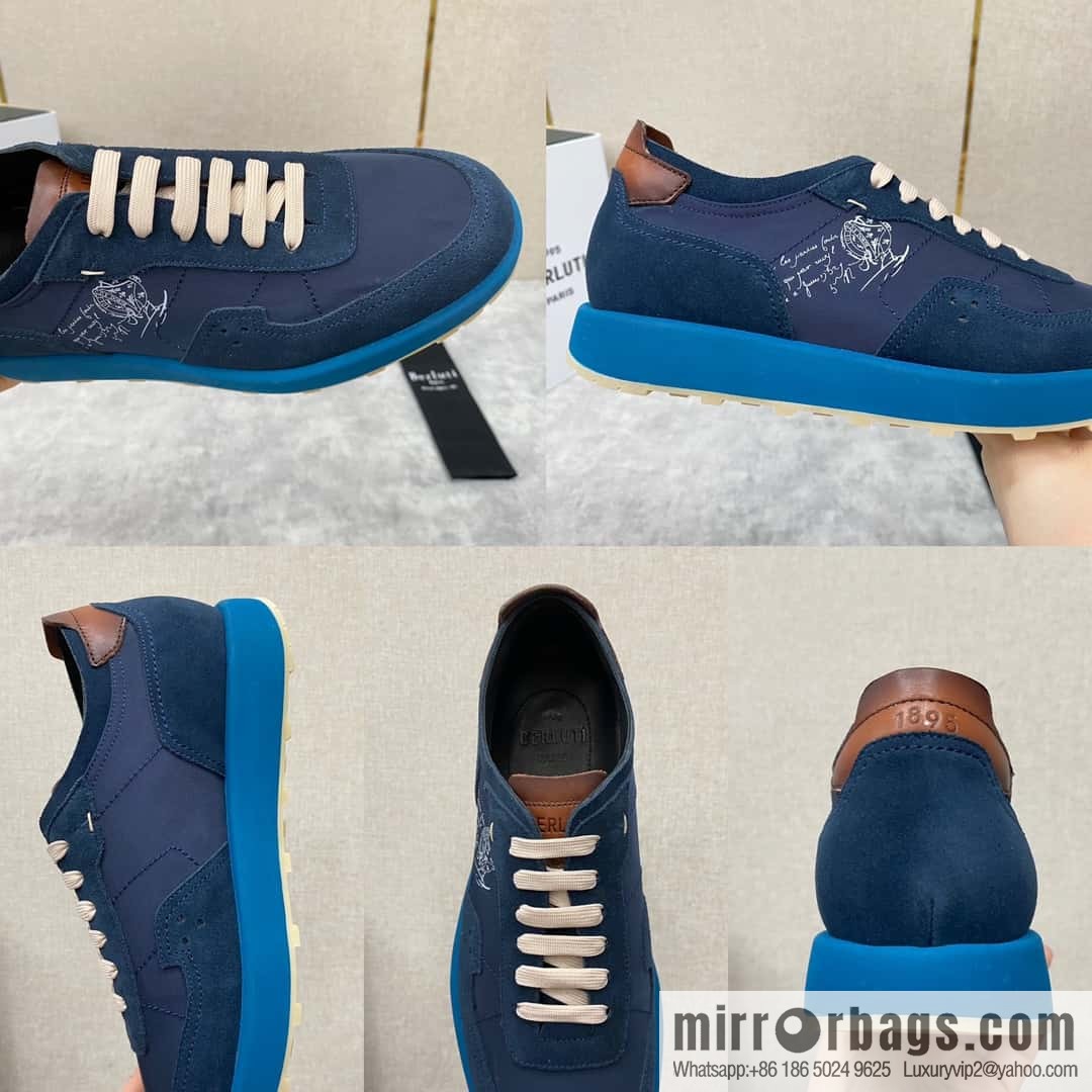 Berlut Spring/Summer New Light Track Leather & Nylon Sneakers