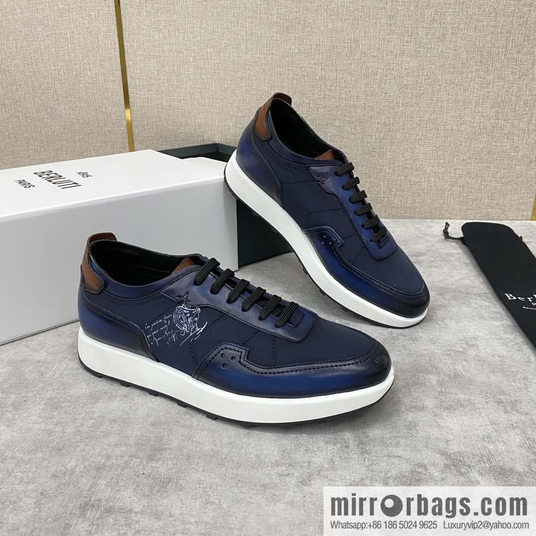 Berlut Spring/Summer New Light Track Leather & Nylon Sneakers