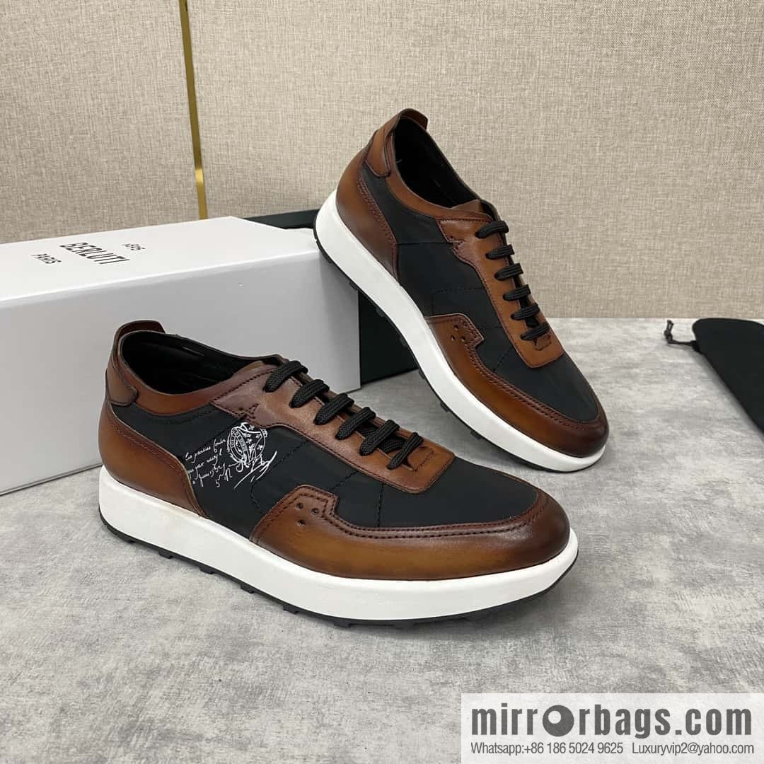Berlut Spring/Summer New Light Track Leather & Nylon Sneakers