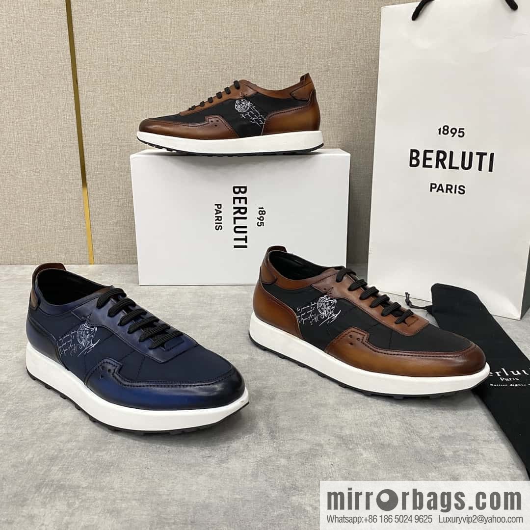 Berlut Spring/Summer New Light Track Leather & Nylon Sneakers