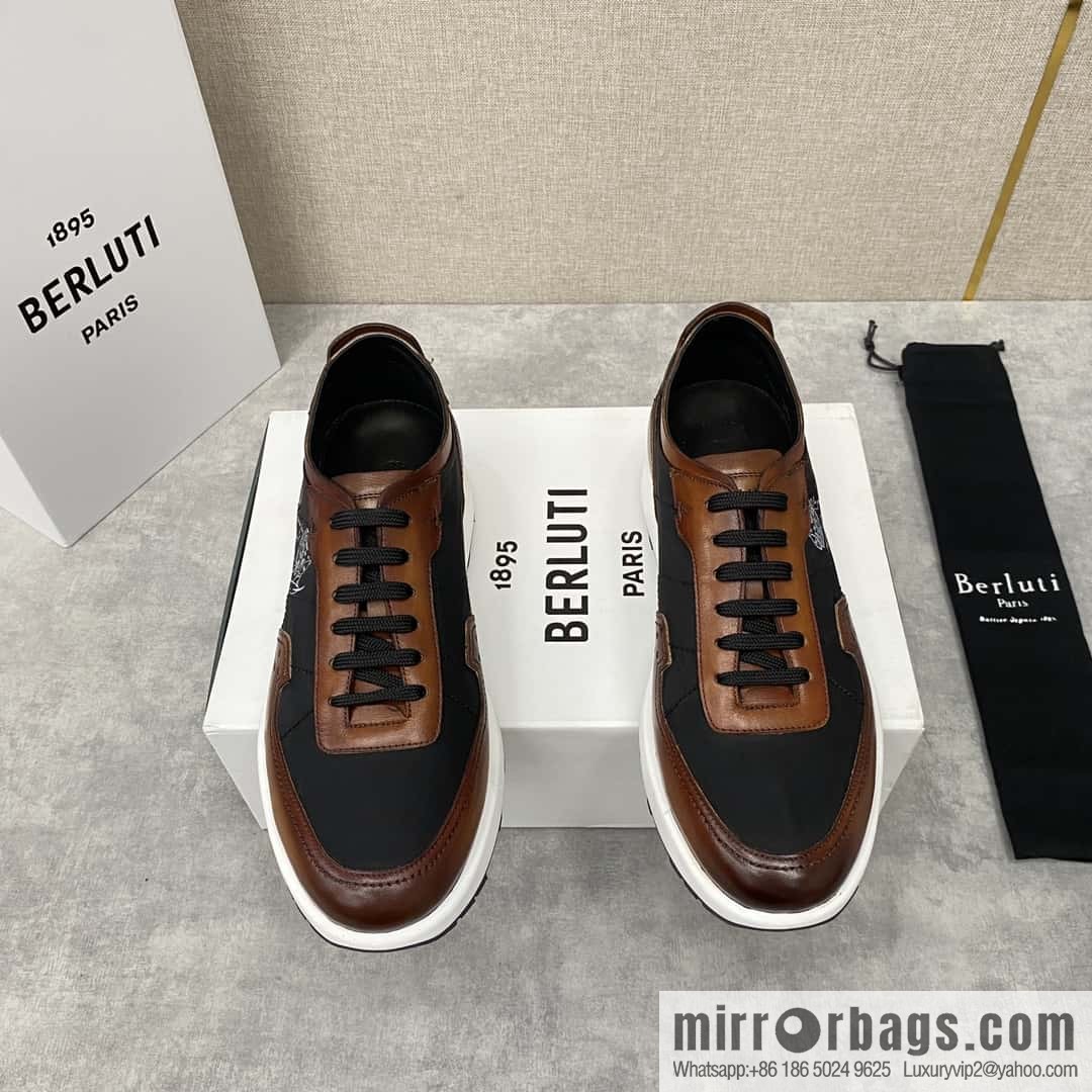 Berlut Spring/Summer New Light Track Leather & Nylon Sneakers
