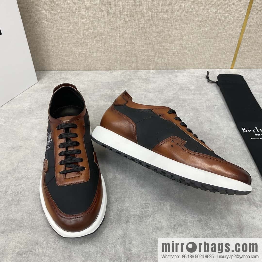 Berlut Spring/Summer New Light Track Leather & Nylon Sneakers