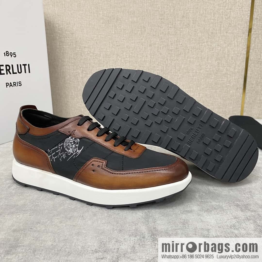 Berlut Spring/Summer New Light Track Leather & Nylon Sneakers