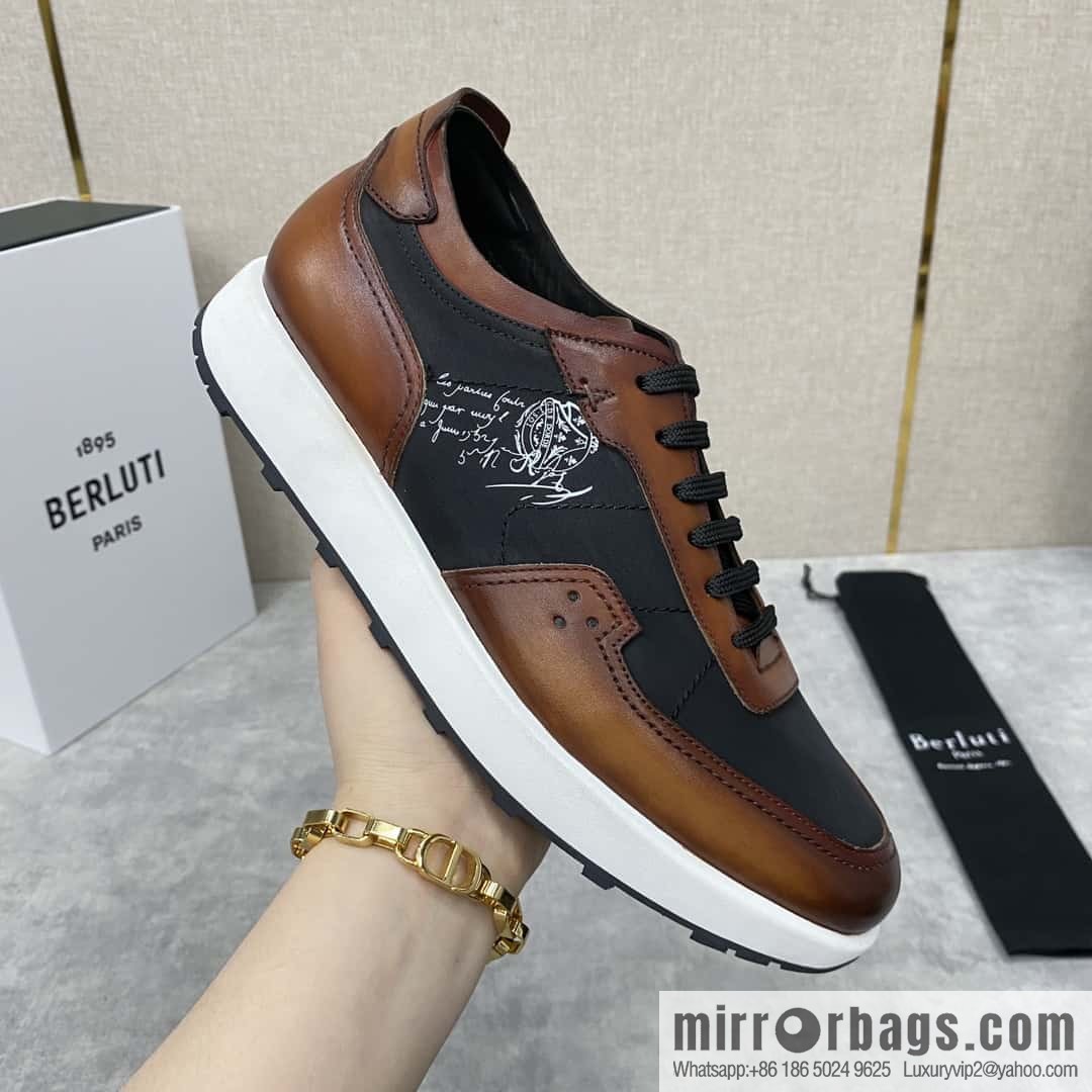 Berlut Spring/Summer New Light Track Leather & Nylon Sneakers
