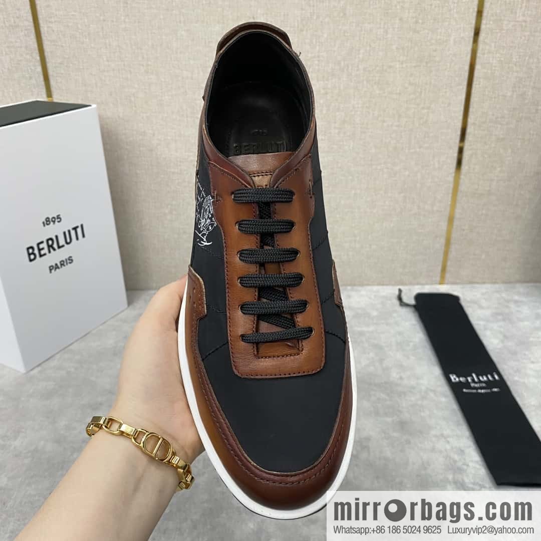 Berlut Spring/Summer New Light Track Leather & Nylon Sneakers